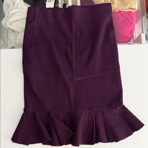 Express Deep Purple Pencil Skirt with Ruffle Hem